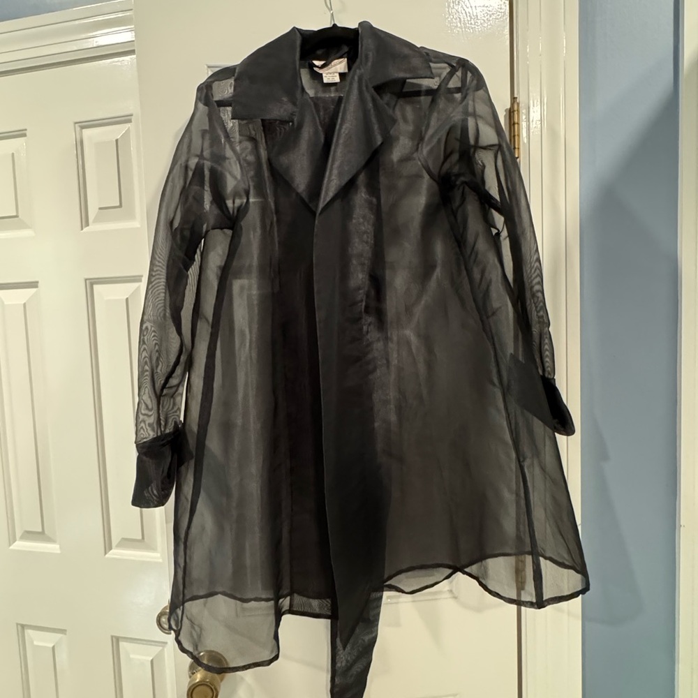 Chic Sheer Black Women's Trench Coat